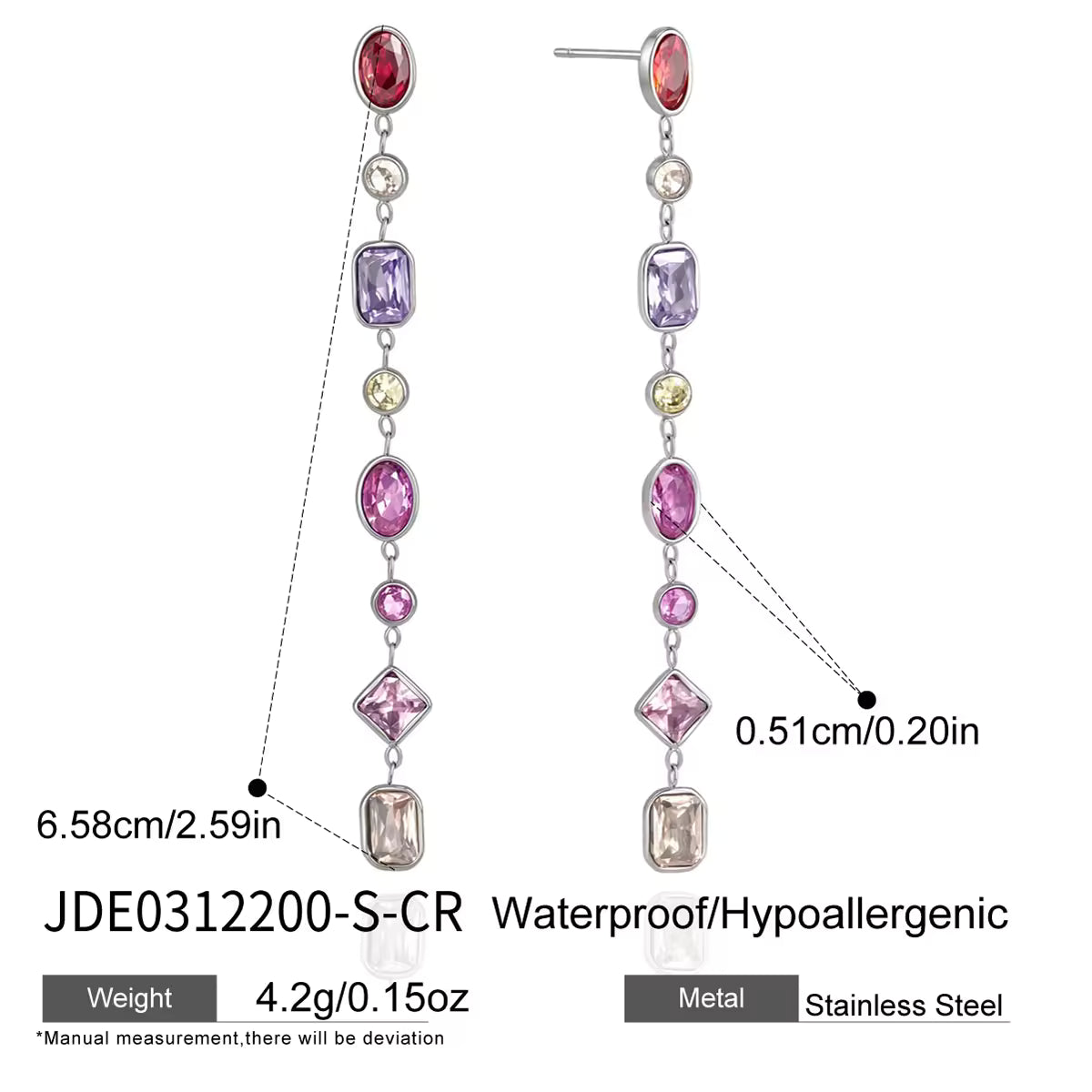 Zircon Geometric Tassel Earrings