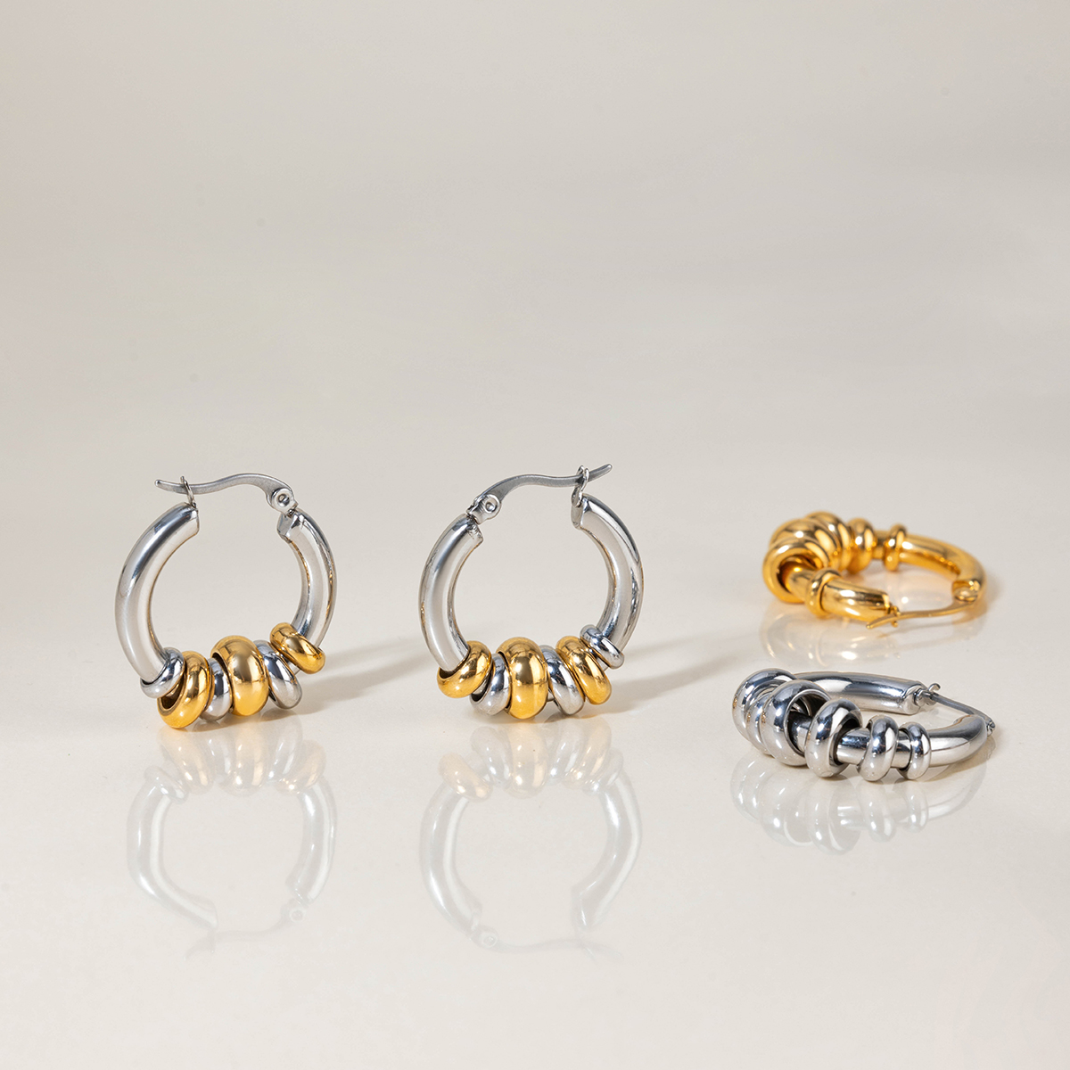Huggie Multi-ring Hoop Earrings