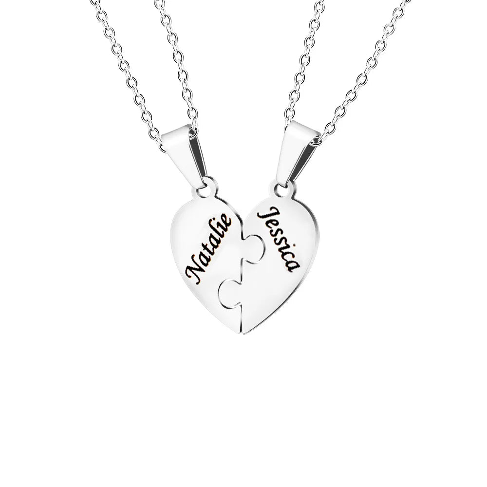 Personalized Family Puzzle Heart Necklace