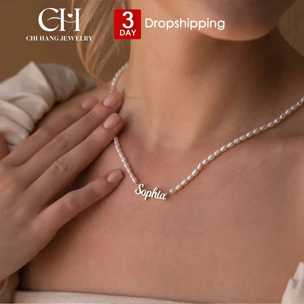 Personalized Pearl Name Necklace