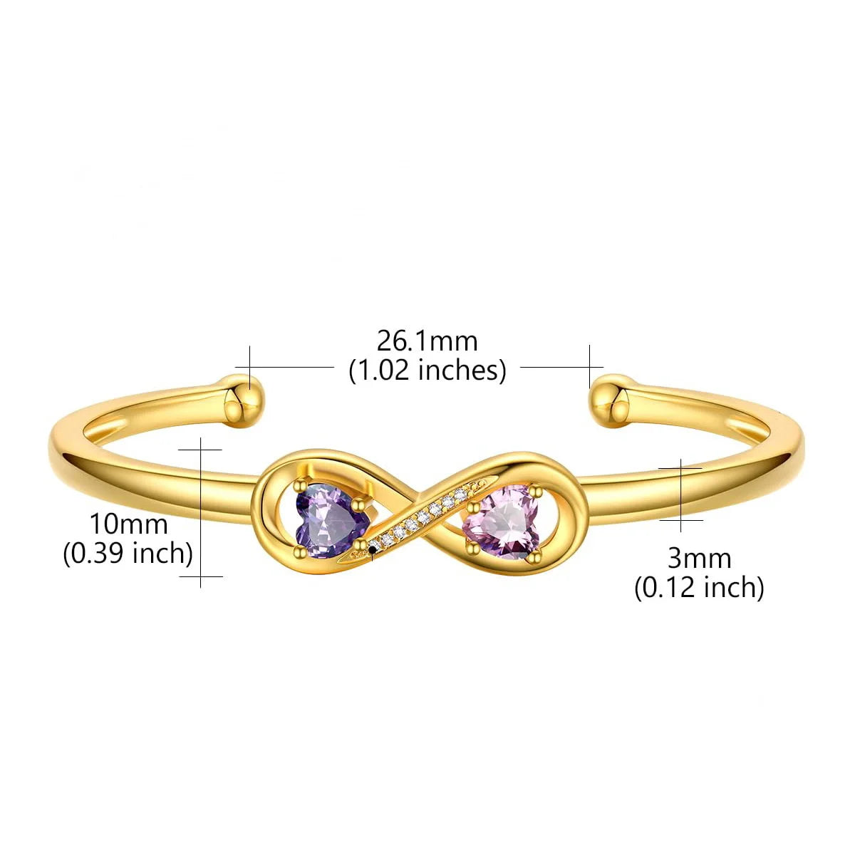Personalized Infinity Bracelet with 2 Names & Birthstones4ed