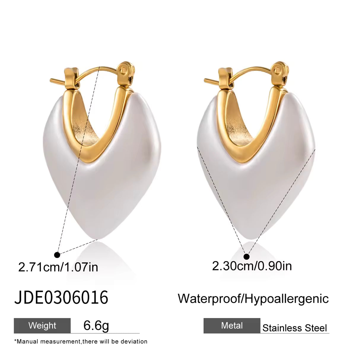 White Resin Pearl Hoop Earrings