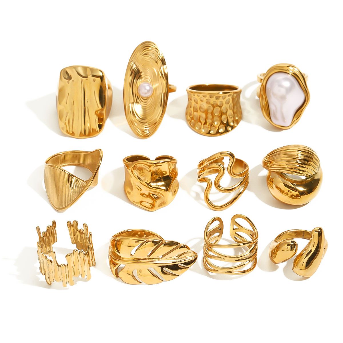 Pearl Textured Irregular Rings
