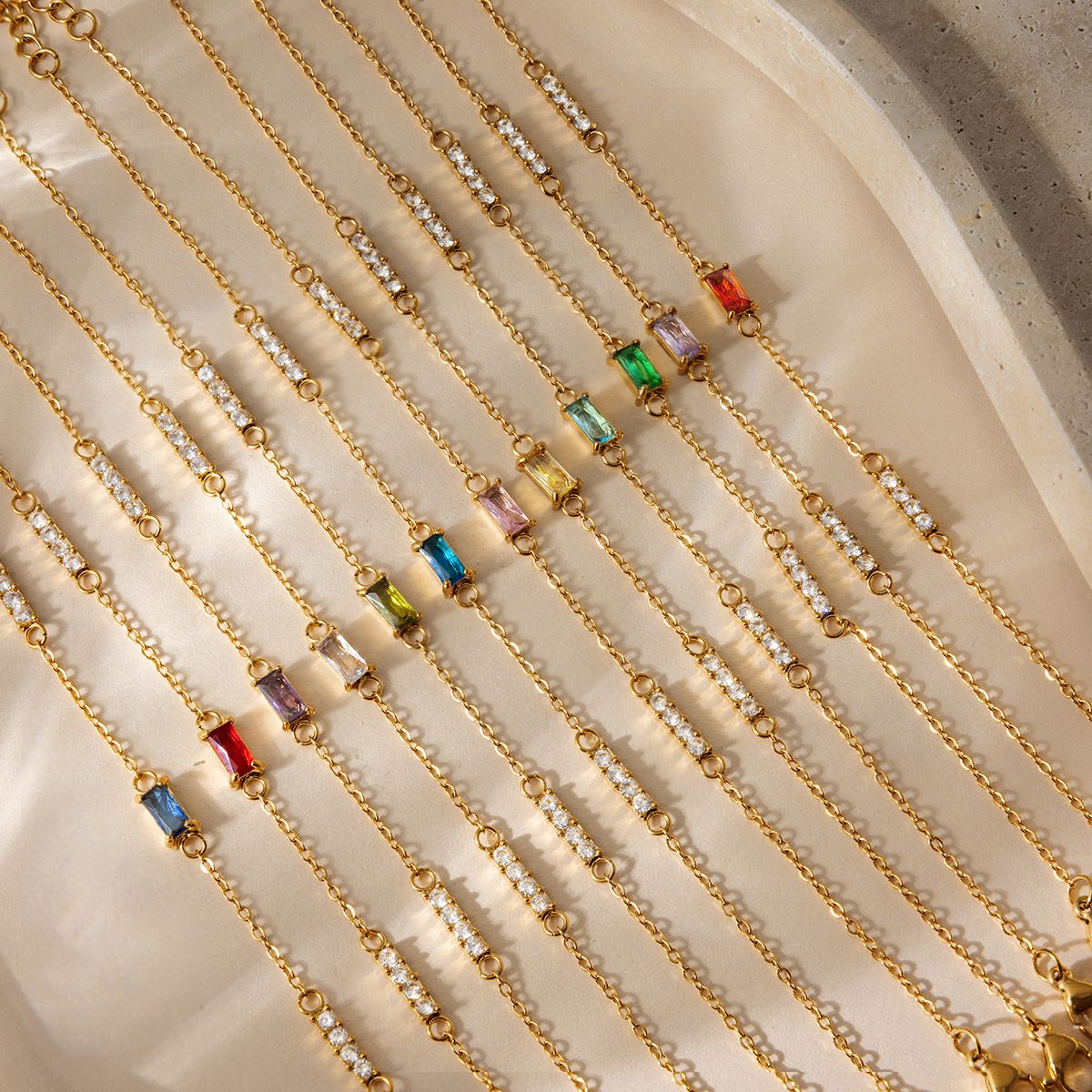 Birthstone Shiny Zircon Dainty Bracelet