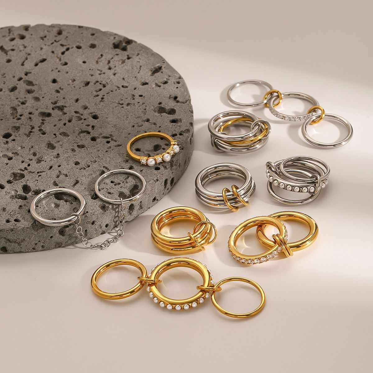 Irregular Wave Double Finger Ring