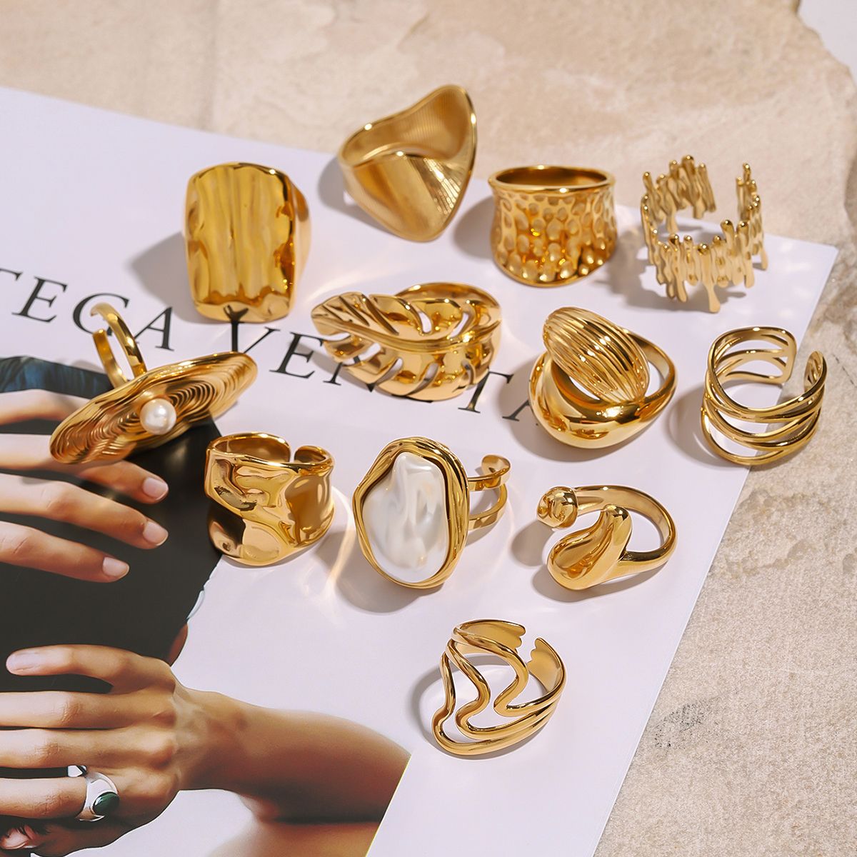 Pearl Textured Irregular Rings