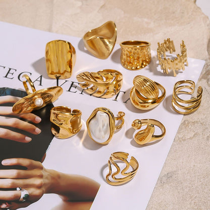 Pearl Textured Irregular Rings