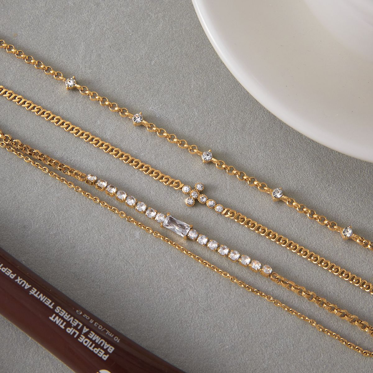 Zircon Cross Chain Bracelet