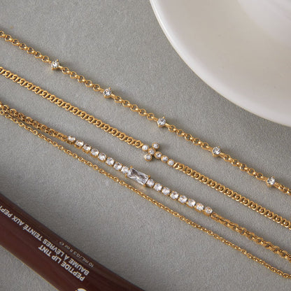 Zircon Cross Chain Bracelet