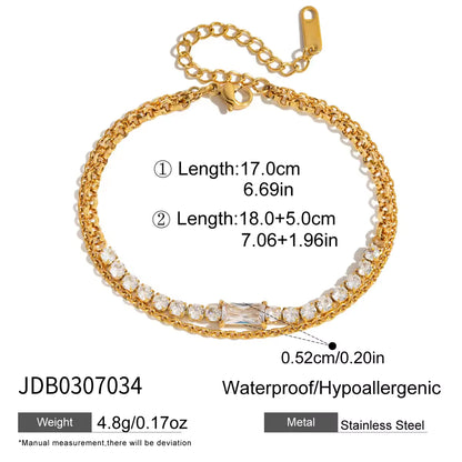 Zircon Cross Chain Bracelet