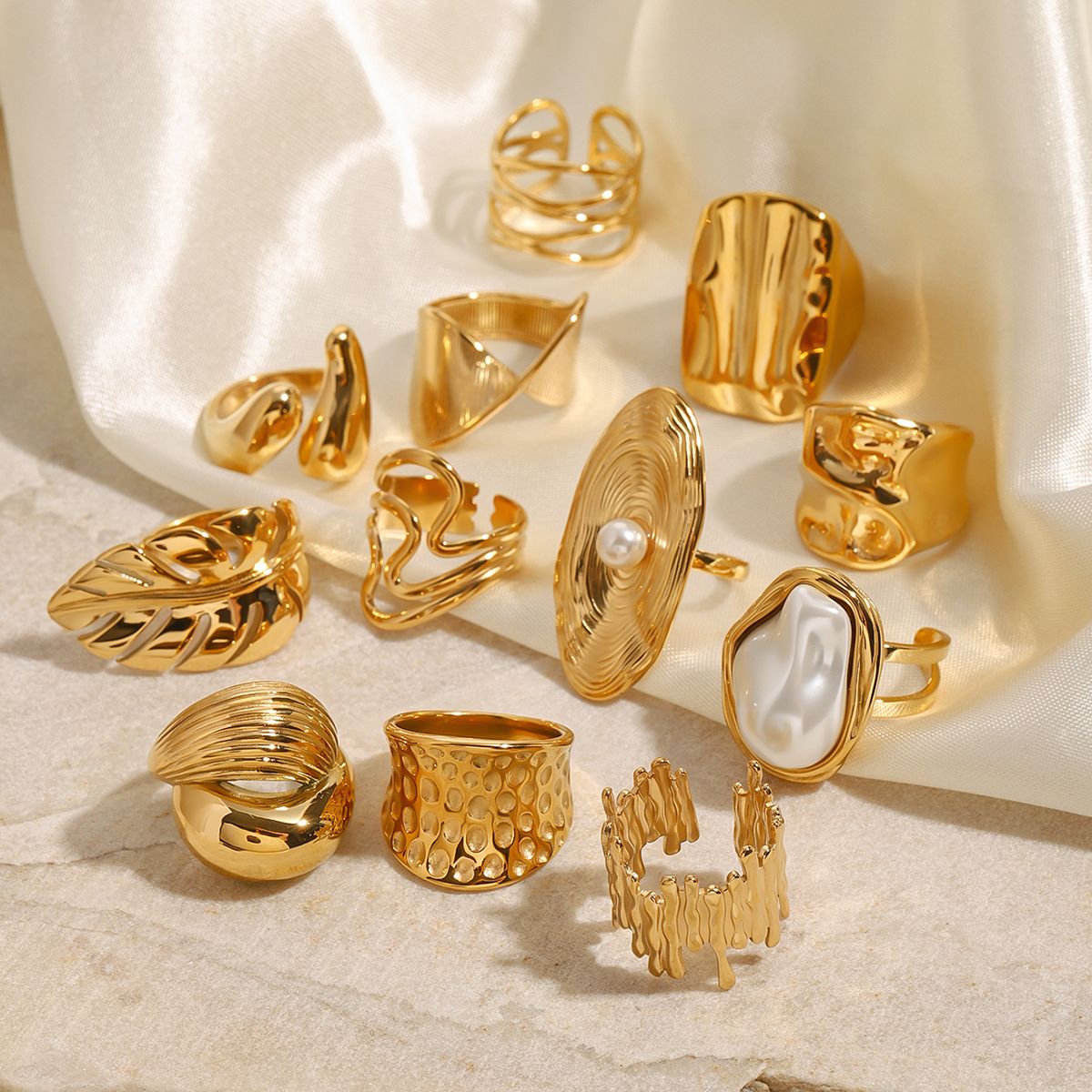 Pearl Textured Irregular Rings