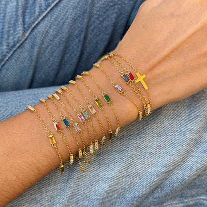 Birthstone Shiny Zircon Dainty Bracelet