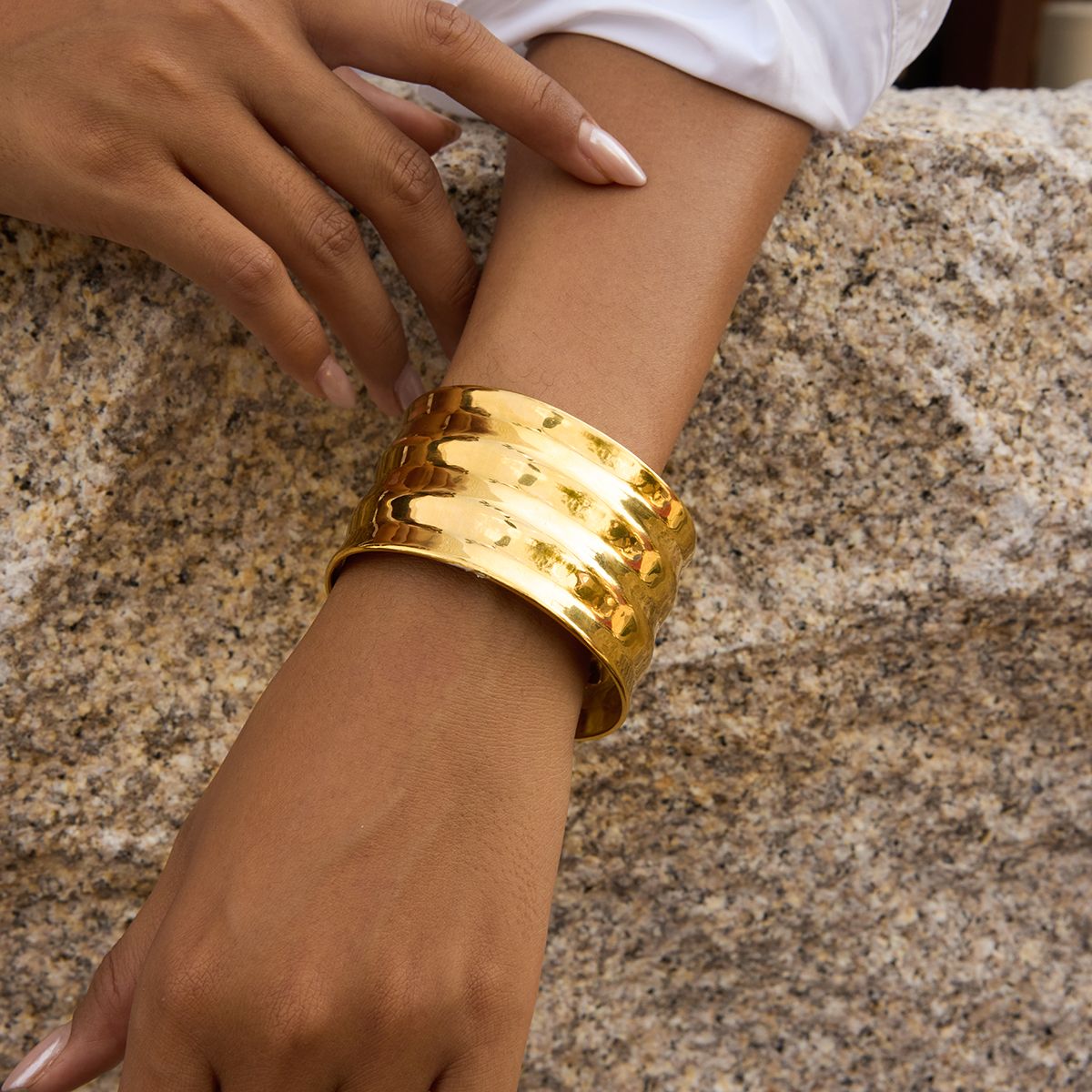 Wide Wavy Cuff Bracelet
