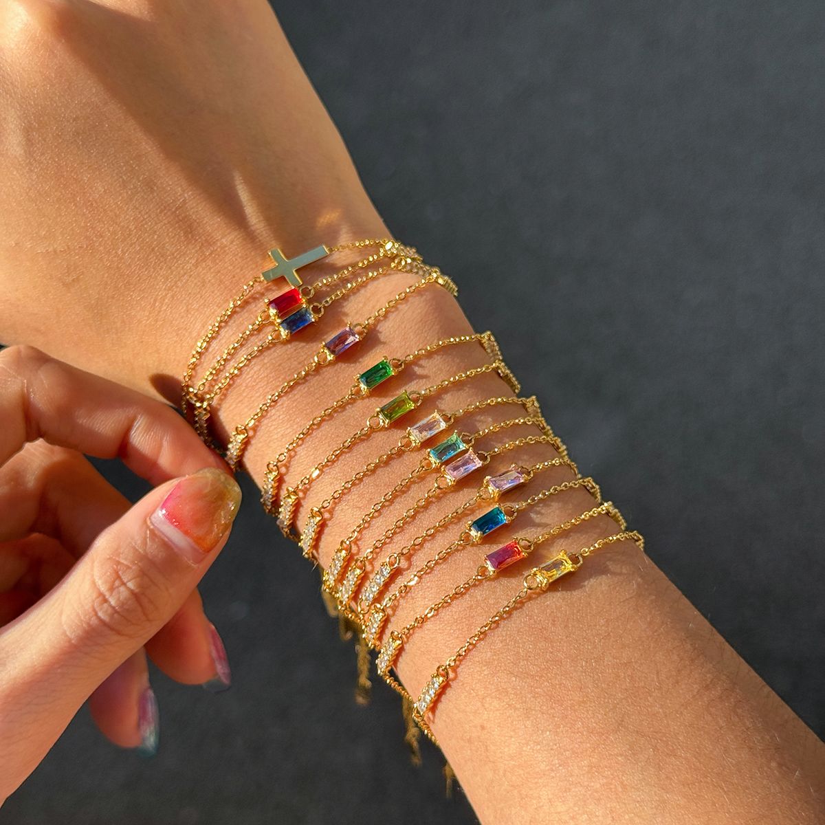 Birthstone Shiny Zircon Dainty Bracelet