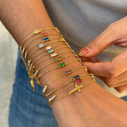 Birthstone Shiny Zircon Dainty Bracelet