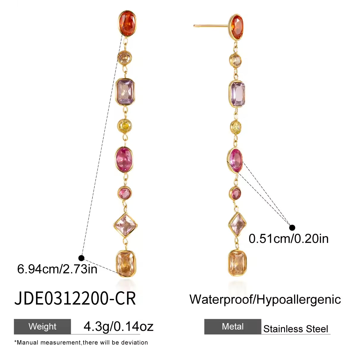 Zircon Geometric Tassel Earrings
