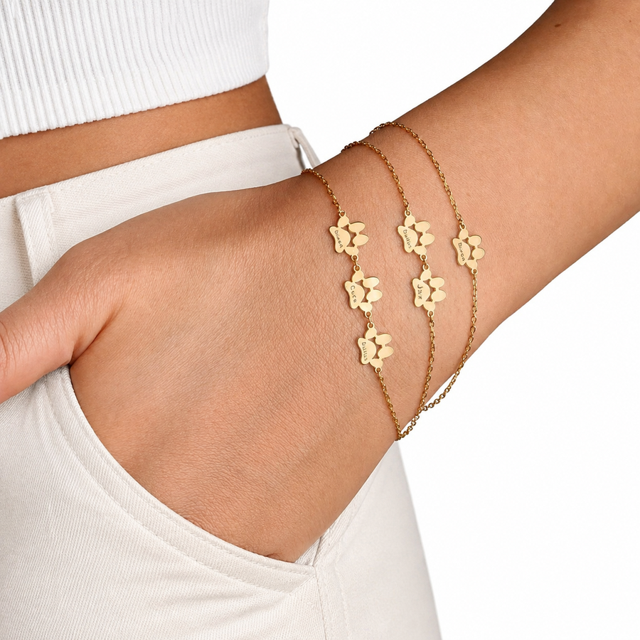 Paw Print Name Bracelet