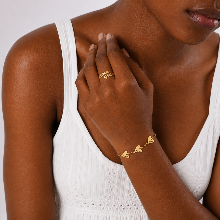 Personalized Name Heart Bracelet