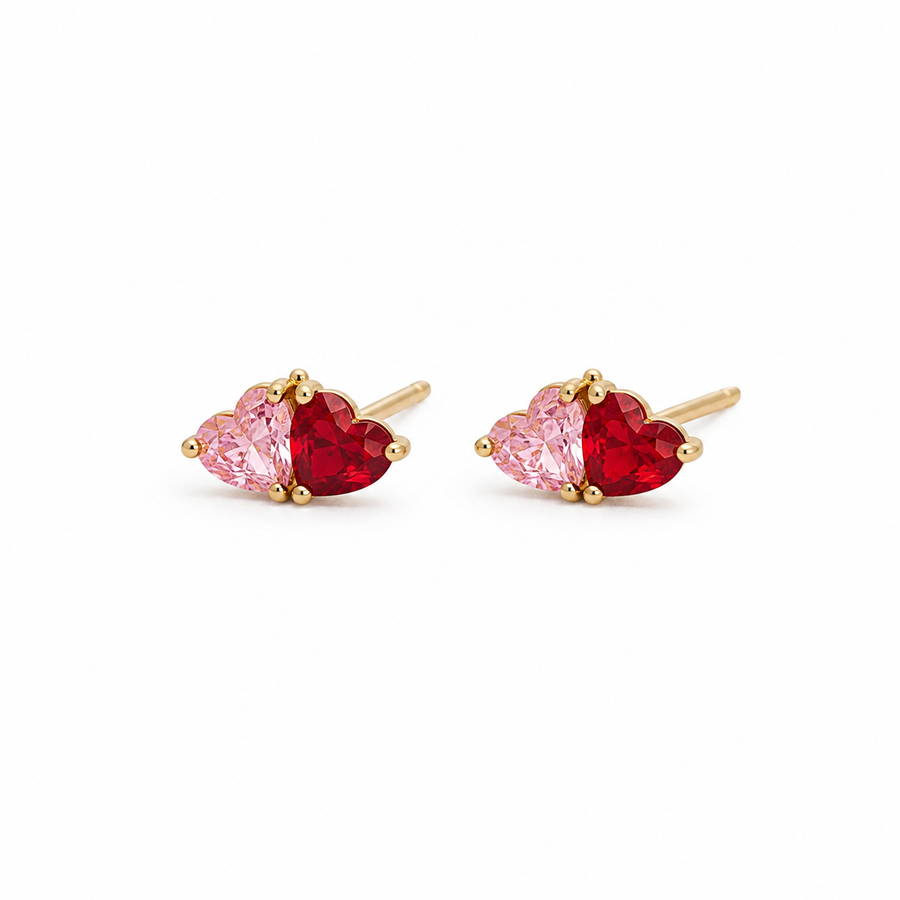 Heart Birthstone Stud Earrings