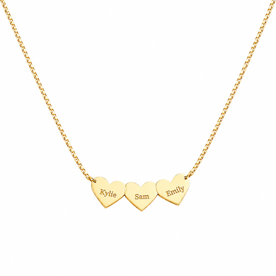 Personalized Heart Name Necklace – Custom 1 to 4 Names
