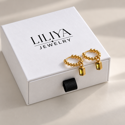 Gold Beaded Drop Earrings