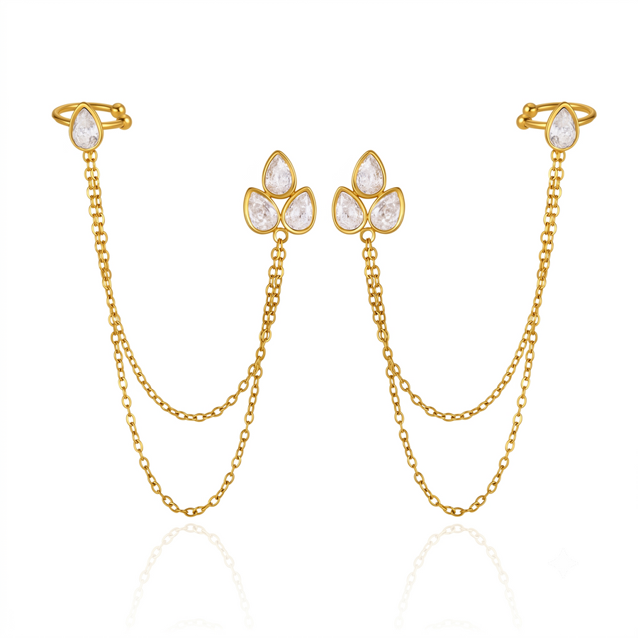 Liliya — Celeste Floral Chain Earrings