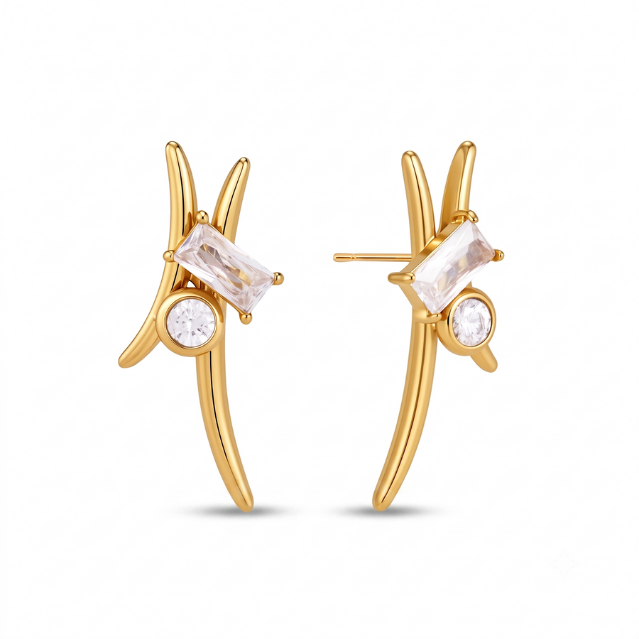 Crystal Bar Drop Earrings – Elegant Gold Statement Earrings