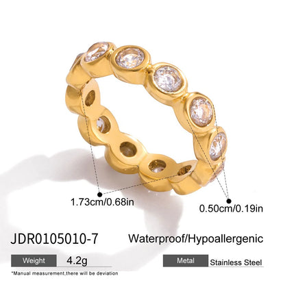 18k Gold Plated Stainless Steel Drop Cubic Zirconia Ring