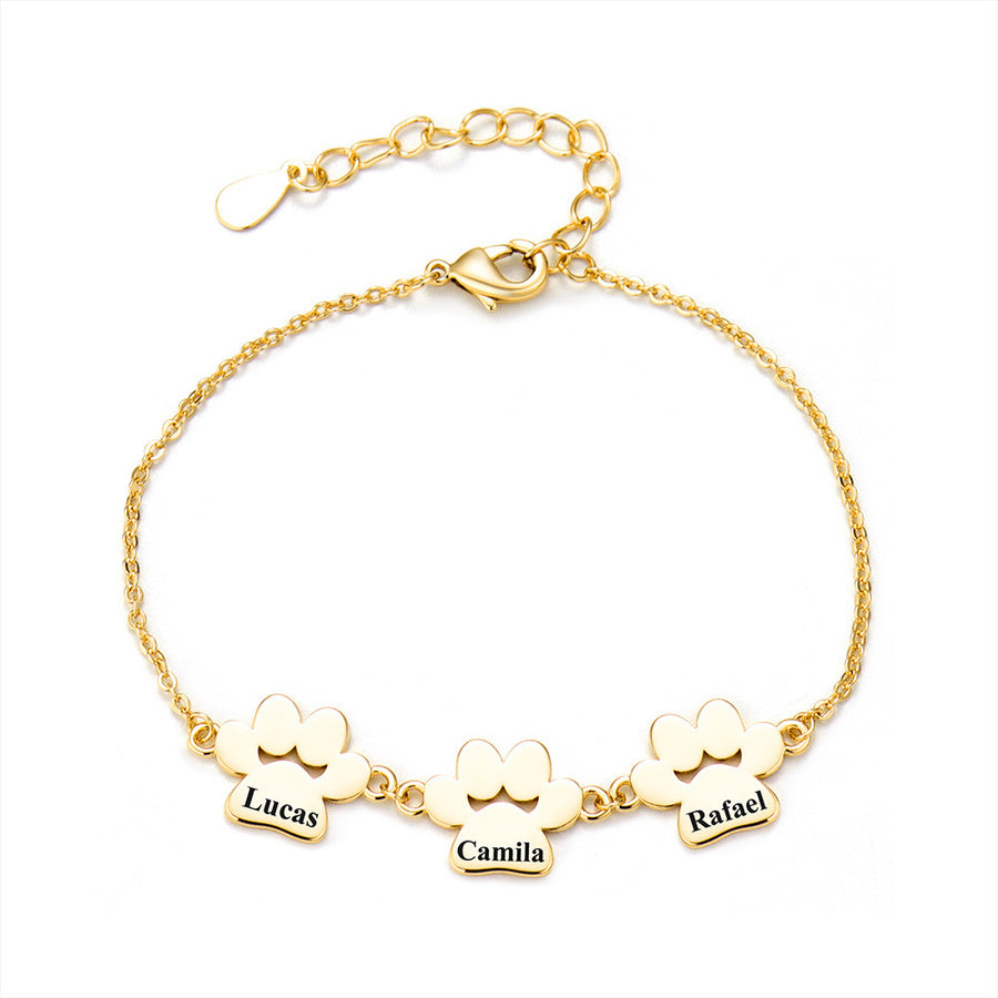 Paw Print Name Bracelet