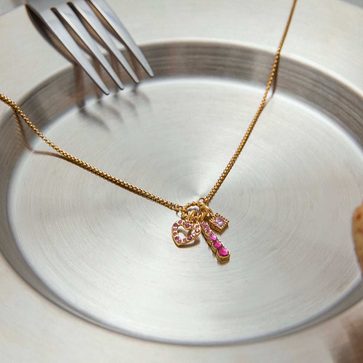 Zircon Block Charms Necklace
