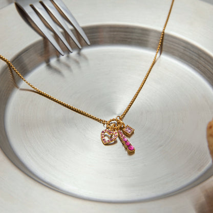Zircon Block Charms Necklace