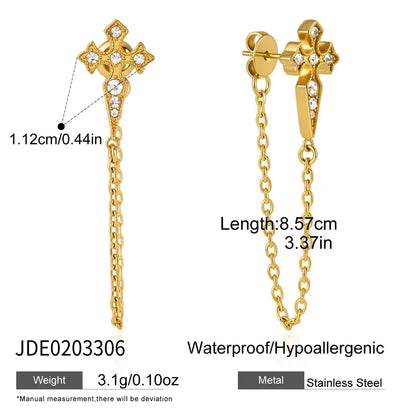 Cross Tassel Dangle Earrings