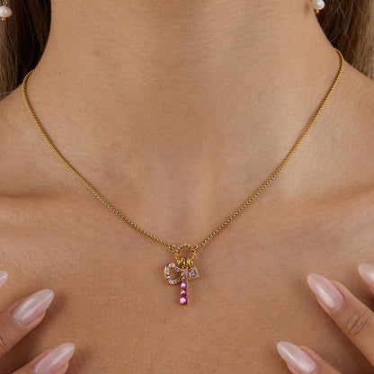 Zircon Block Charms Necklace