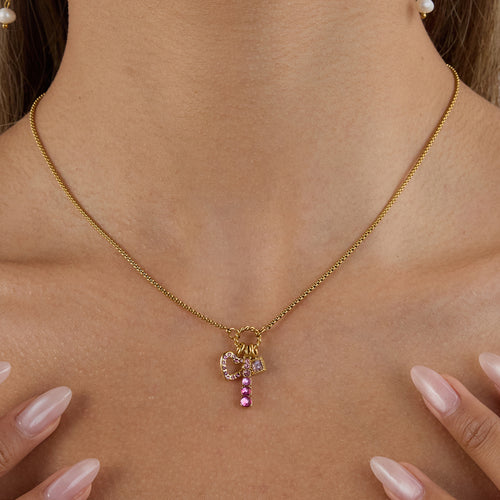 Zircon Block Charms Necklace