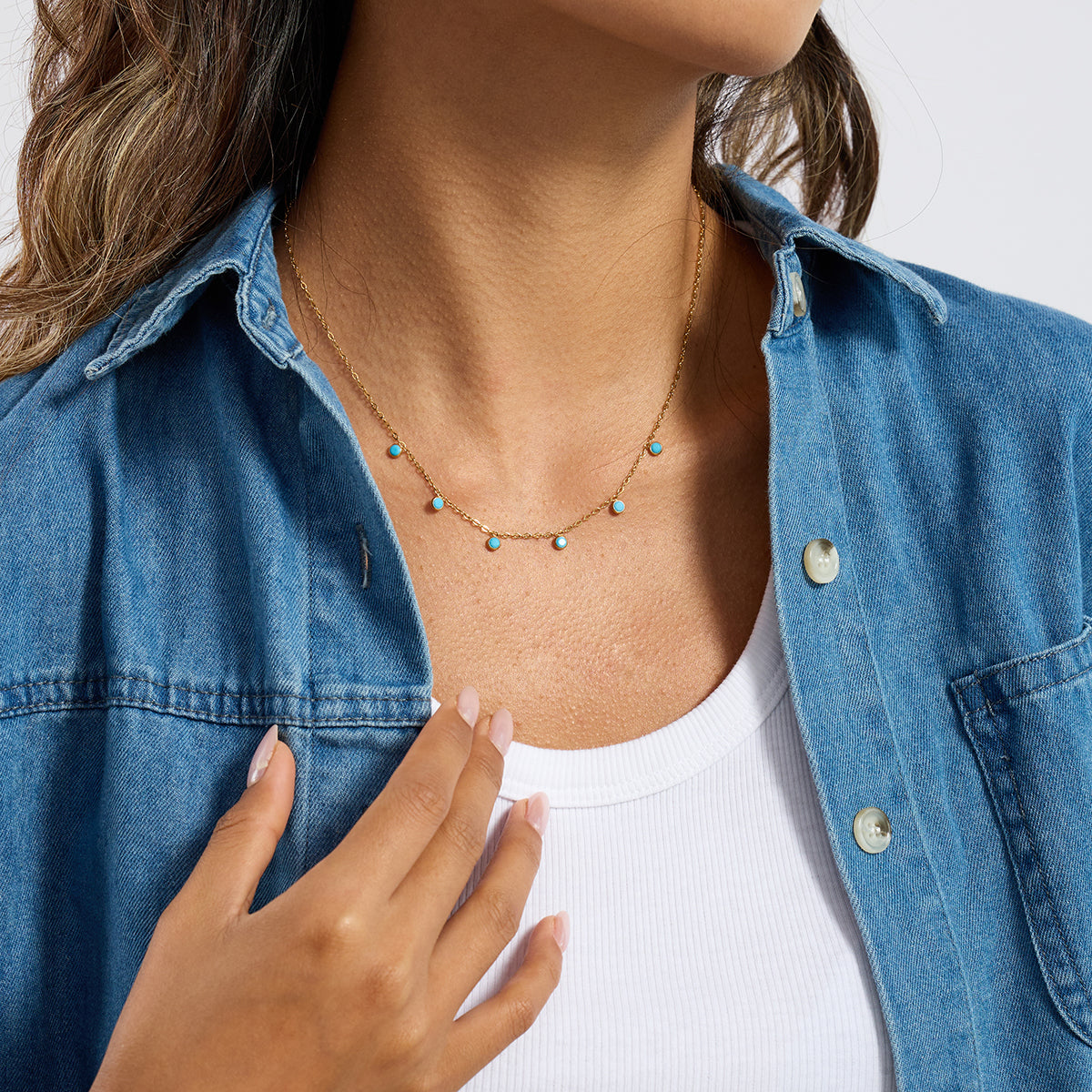 Blue Turquoise Pendant Necklace