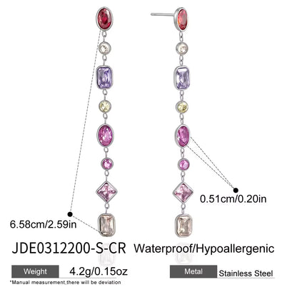 Zircon Geometric Tassel Earrings