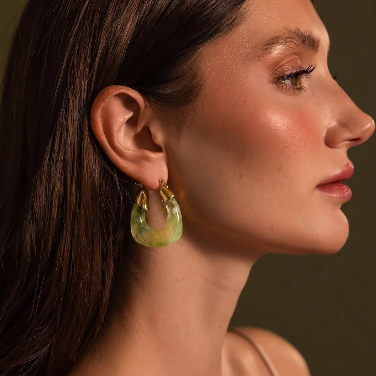 White Resin Hoop Earrings