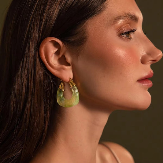 White Resin Hoop Earrings
