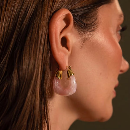 White Resin Hoop Earrings