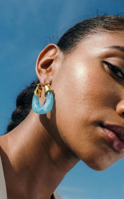 White Resin Hoop Earrings