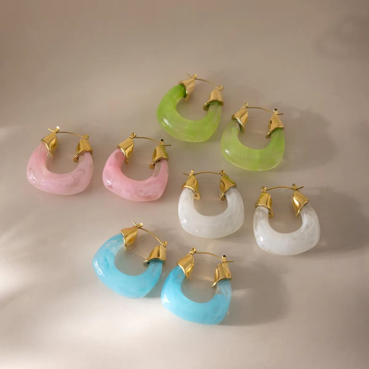 White Resin Hoop Earrings