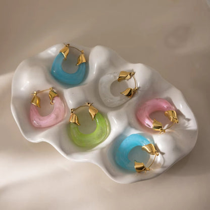 White Resin Hoop Earrings