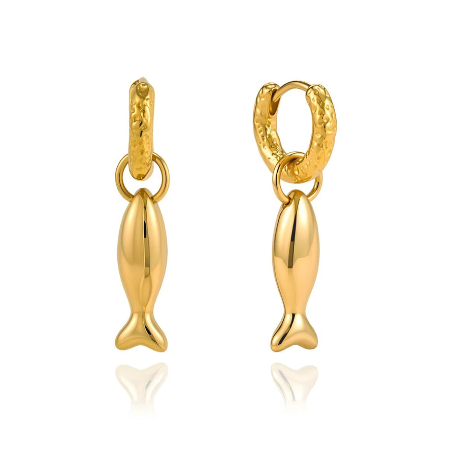 Gold Fish Drop Earrings – Elegant Dangle Earrings