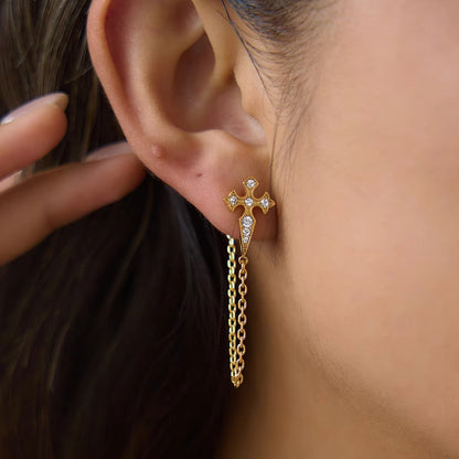 Cross Tassel Dangle Earrings