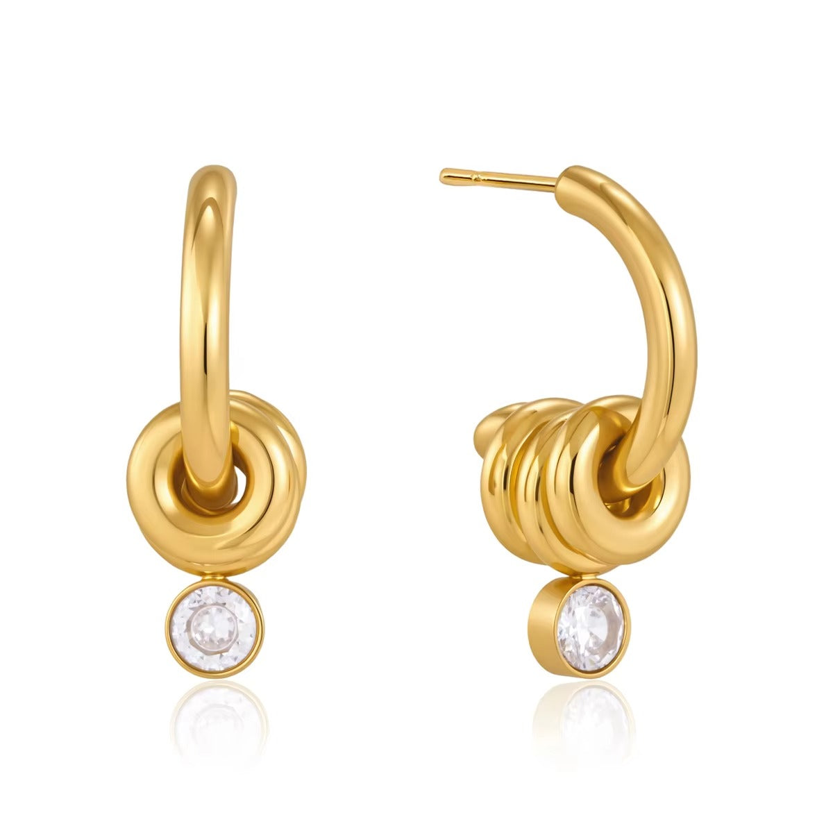Round White Zirconia Earrings