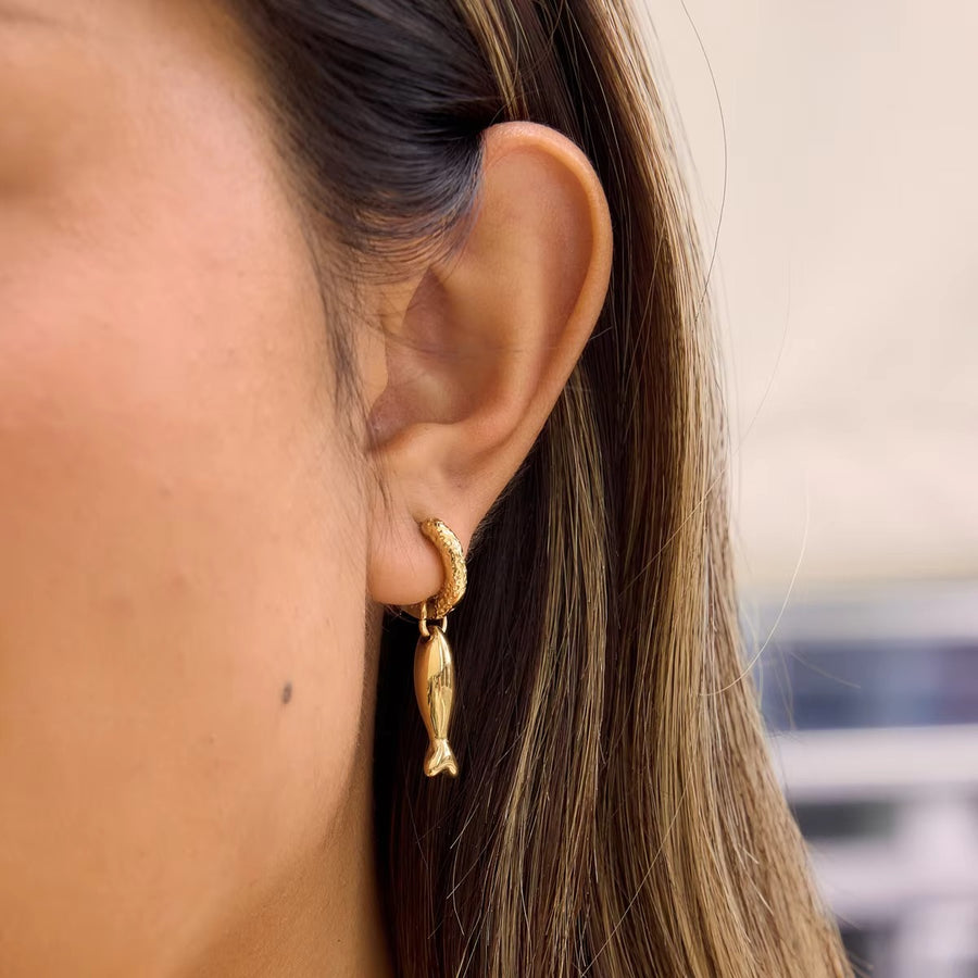 Gold Fish Drop Earrings – Elegant Dangle Earrings