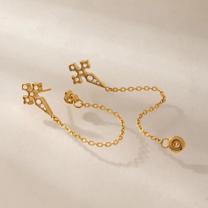 Cross Tassel Dangle Earrings