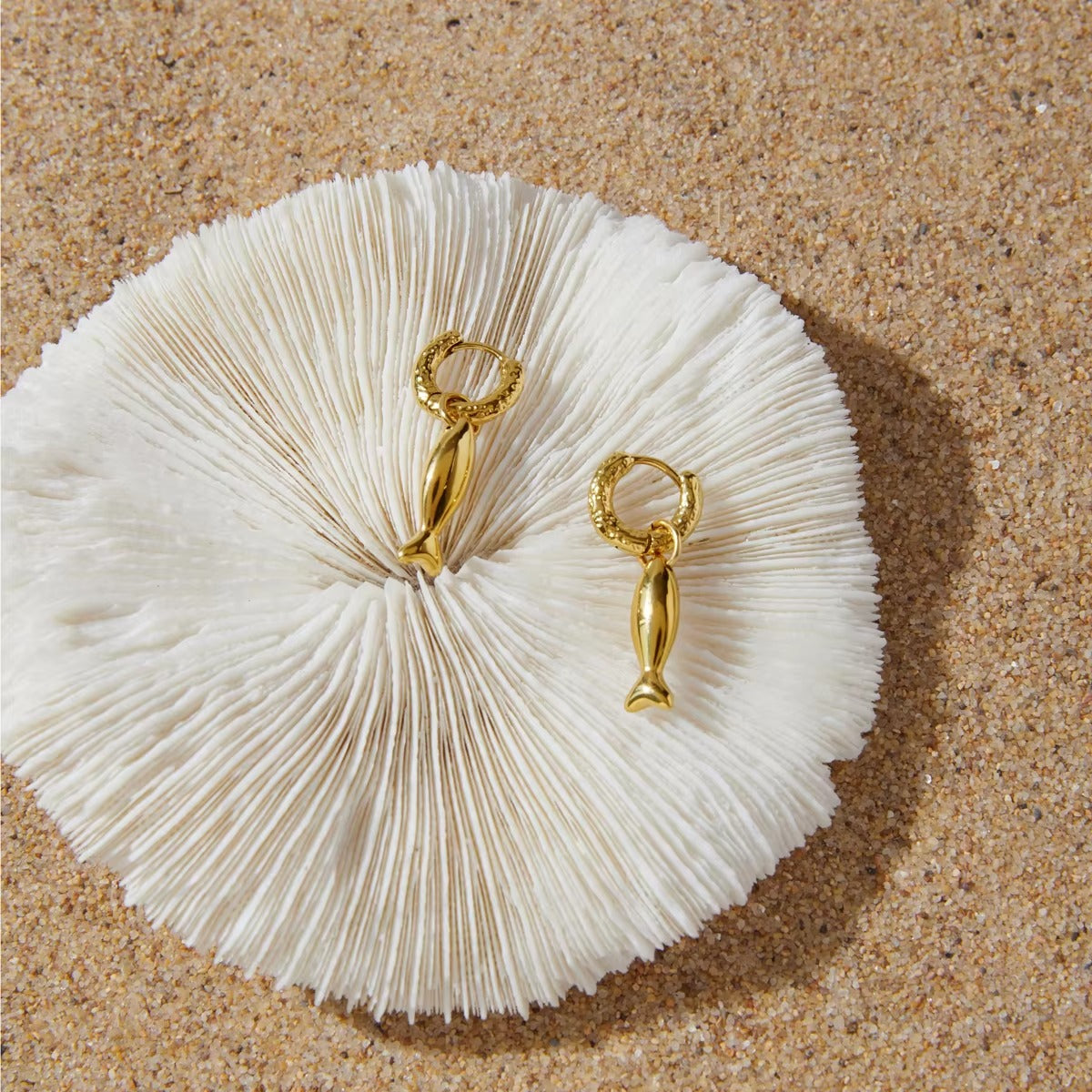 Fish Pendant Hoop Earrings