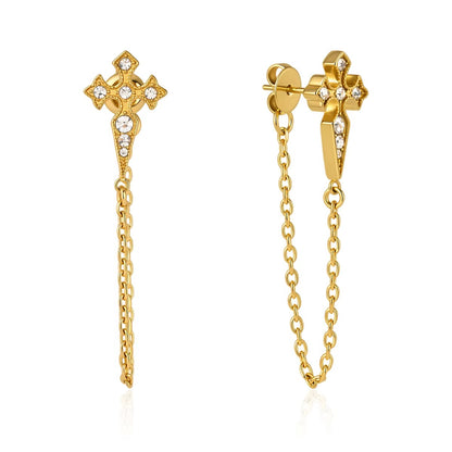 Cross Tassel Dangle Earrings