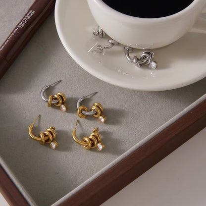 Round White Zirconia Earrings